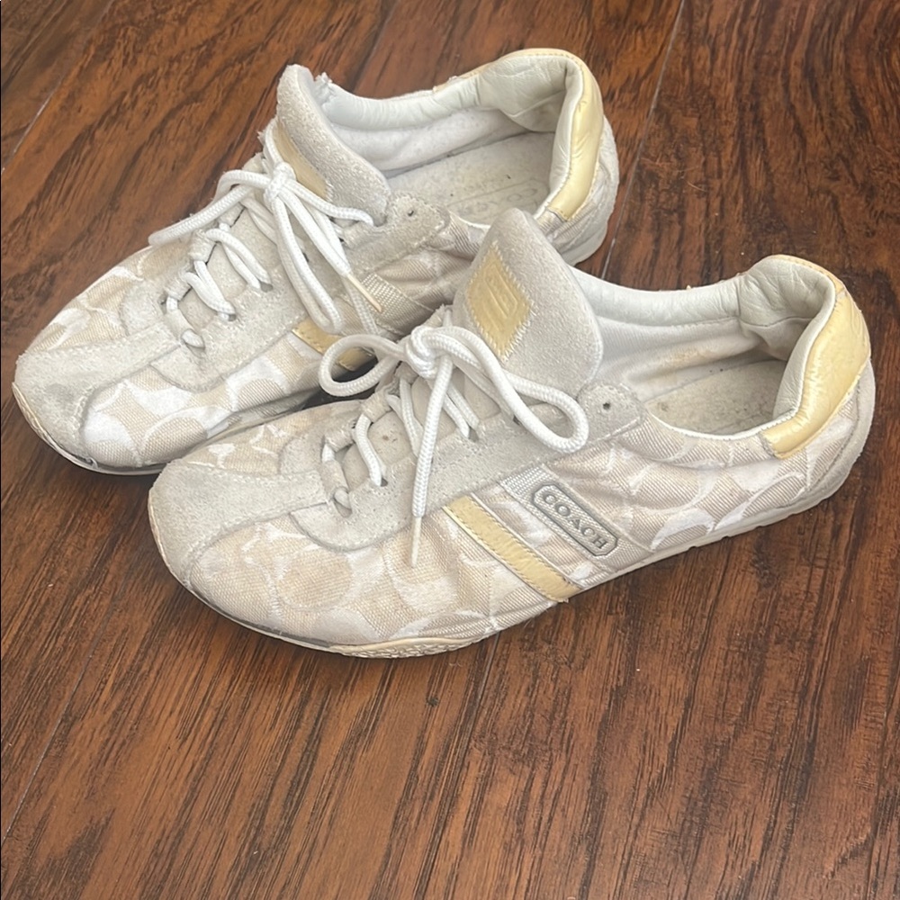 Coach Cream and Gold tennis sneakers